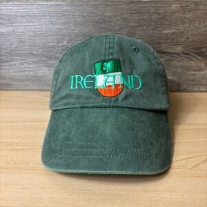 Ireland‎ Hat Cap Strap Back Green Clover St Patricks Leather Strap Adjustable